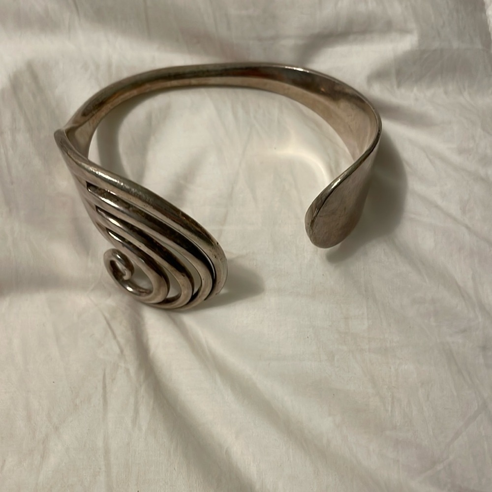 Silver bracelet made from a fork